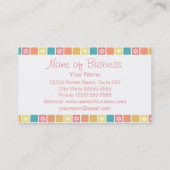 ガーリーハートスクエアパターンレトロデイジー花 名刺 (裏面)