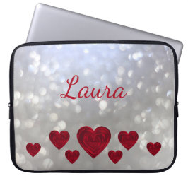 ガーリーハートパーソナライズされた ラップトップスリーブ