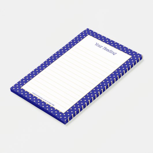 ガーリーハートフェイクゴールドフォイル王室のブルー ポストイット (アングル)