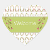 ガーリーハート型ピンク緑と白 ハートシール (正面)