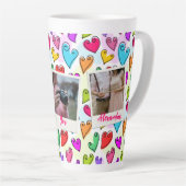 ガーリーハート鮮やかかわいいロマンチックなバレンタイン写真 カフェラテマグ (右アングル)