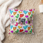 ガーリーハート鮮やかかわいいロマンチックなバレンタイン写真 クッション (ブランケット)