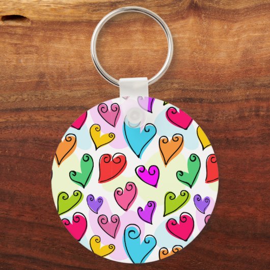 ガーリーハート鮮やかズキュートロマンチックバレンタインデー キーホルダー (正面)