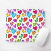 ガーリーハート鮮やかズキュートロマンチックバレンタインデー マウスパッド (マウス)