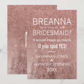 ガーリーバラモダン金ゴールドグリッターホイルブリデスメイド 招待状 (正面/裏面)