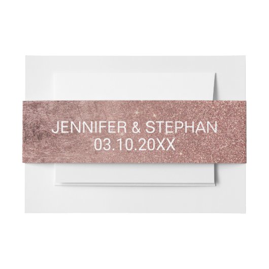 ガーリーバラモダン金ゴールドグリッターホイルベリーバンド 招待状ベリーバンド (正面例)