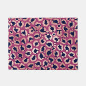 ガーリーバラモダン金ゴールドネイビーパープルヒョウ印刷 ドアマット (正面)