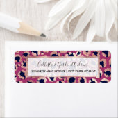 ガーリーバラモダン金ゴールドネイビーパープルヒョウ印刷 ラベル (インサイチュ)