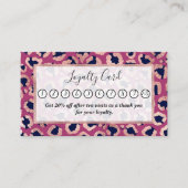 ガーリーバラモダン金ゴールドネイビーパープルヒョウ印刷 ロイヤリティカード (正面)