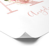 ガーリーバラ淡い色の金ゴールドグリッターフローラモノグラムA ポスター (角)