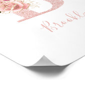 ガーリーバラ淡い色の金ゴールドグリッターフローラモノグラムB ポスター (角)