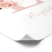 ガーリーバラ淡い色の金ゴールドグリッターフローラモノグラムE ポスター (角)