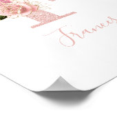 ガーリーバラ淡い色の金ゴールドグリッターフローラモノグラムF ポスター (角)