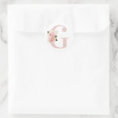 ガーリーバラ淡い色の金ゴールドグリッターフローラモノグラムG ラウンドシール (バッグ)