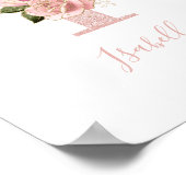 ガーリーバラ淡い色の金ゴールドグリッターフローラモノグラムI ポスター (角)