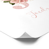 ガーリーバラ淡い色の金ゴールドグリッターフローラモノグラムJ ポスター (角)