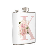 ガーリーバラ淡い色の金ゴールドグリッターフローラモノグラムK フラスク (右)