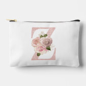 ガーリーバラ淡い色の金ゴールドグリッターフローラZモノグラム アクセサリーポーチ (正面)