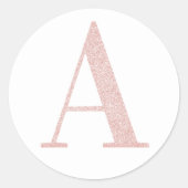 ガーリーバラ淡い色の金ゴールドグリッターモノグラムA ラウンドシール (正面)