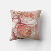ガーリーバラ牡丹エレガント水モダン色フローラ クッション (裏面)