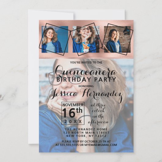 ガーリーバラ縁ど金ゴールドコラージキンセアニラ 招待状 (裏面)