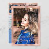 ガーリーバラ縁ど金ゴールドコラージキンセアニラ 招待状 (正面/裏面)