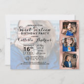 ガーリーバラ縁ど金ゴールドコラージュSweet 16 招待状 (裏面)