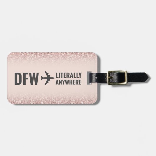 ガーリーバラ金ゴールドカスタムグリッター空港符号おもしろい ラゲッジタグ (正面横)