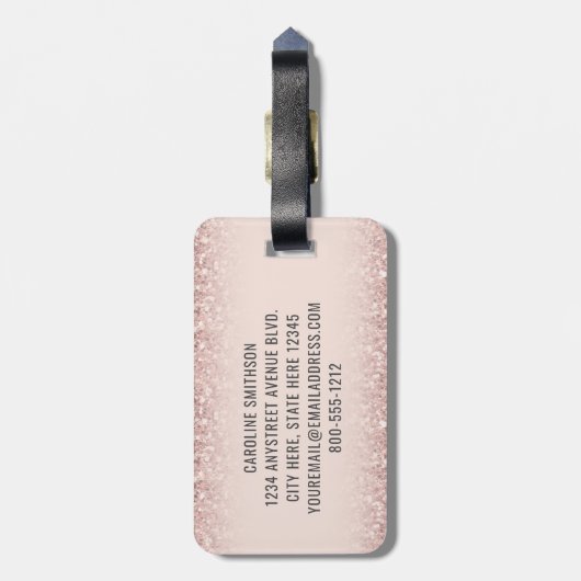 ガーリーバラ金ゴールドカスタムグリッター空港符号おもしろい ラゲッジタグ (裏面縦)