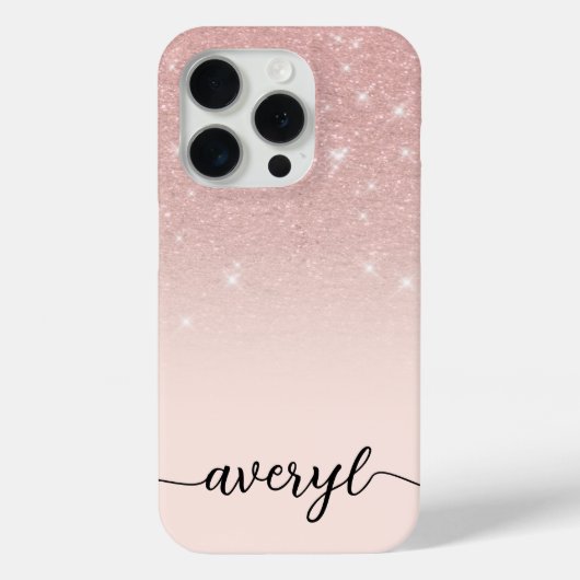 ガーリーバラ金ゴールドグラデーションスパークルモノグラムの Case-Mate iPhoneケース (裏面)