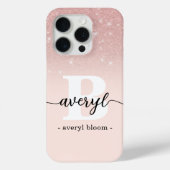 ガーリーバラ金ゴールドグラデーションスパークルモノグラムの Case-Mate iPhoneケース (裏面)