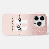 ガーリーバラ金ゴールドグラデーションスパークルモノグラムの Case-Mate iPhoneケース (裏面 (横))