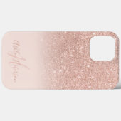 ガーリーバラ金ゴールドグラデーションスパークルモノグラムの Case-Mate iPhoneケース (裏面 (横))