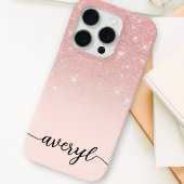 ガーリーバラ金ゴールドグラデーションスパークルモノグラムの Case-Mate iPhoneケース