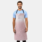 ガーリーバラ金ゴールドグラデーションパーソナライズされた エプロン (着用した状態)