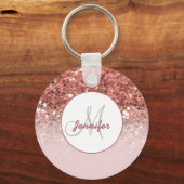 ガーリーバラ金ゴールドグリッタースパークルスモノグラム名 キーホルダー (正面)
