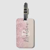 ガーリーバラ金ゴールドグリッタースパークルスモノグラム名 ラゲッジタグ (正面縦)