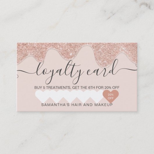 ガーリーバラ金ゴールドグリッタードリップス赤面ピンク化粧 ロイヤリティカード (正面)