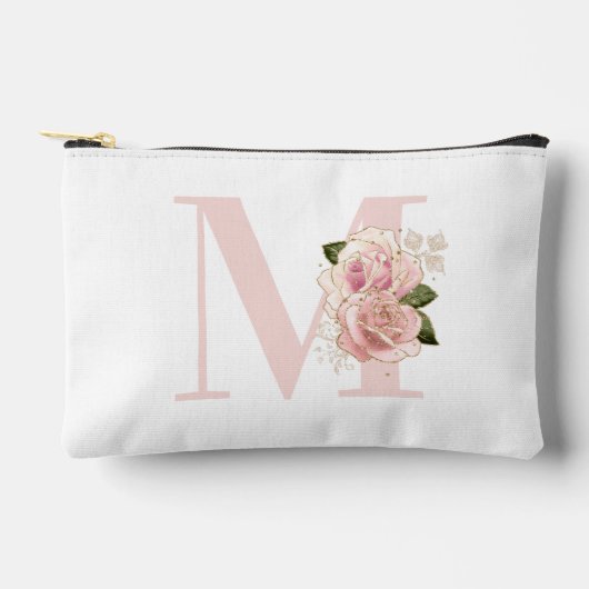 ガーリーバラ金ゴールドグリッターフローラ赤面モノグラム アクセサリーポーチ (正面)