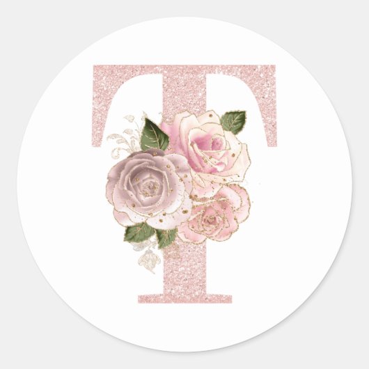 ガーリーバラ金ゴールドグリッターフローラTモノグラム ラウンドシール (正面)