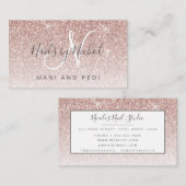 ガーリーバラ金ゴールドグリッターマニペディ爪、 ネイルスタジオ 名刺 (正面/裏面)