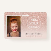 ガーリーバラ金ゴールドグリッターロゴ社員のフォトパス バッジ (正面)