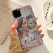 ガーリーバラ金ゴールドグリッター写真あなたの名前iPhone Case-Mate iPhoneケース