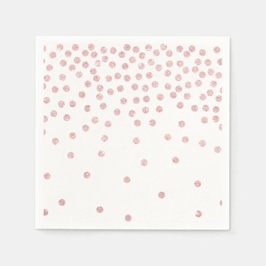 ガーリーバラ金ゴールドグリッター紙吹雪水玉模様 スタンダードカクテルナプキン (正面)