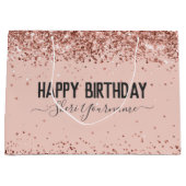 ガーリーバラ金ゴールドグリッター誕生日抱き枕 ラージペーパーバッグ (正面)