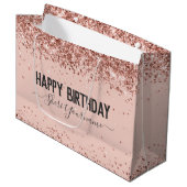 ガーリーバラ金ゴールドグリッター誕生日抱き枕 ラージペーパーバッグ (正面アングル)