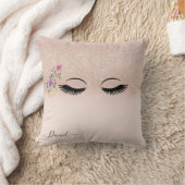 ガーリーバラ金ゴールドグリッター赤面モノグラム名 クッション (ブランケット)