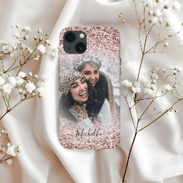 ガーリーバラ金ゴールドグリッターSparkle写真名 iPhone 13ケース