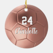 ガーリーバラ金ゴールドサッカーパーソナライズされた球名 セラミックオーナメント (裏面)