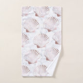 ガーリーバラ金ゴールドシーシェルパターンと白大理石 バスタオルセット (ハンドタオル)